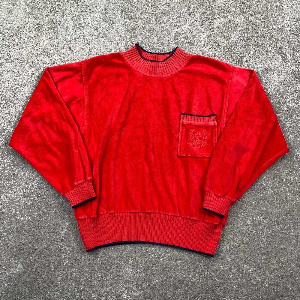 Vintage Players Club Women's Soft Knitted Crew Neck Pullover Sweater Size S Red